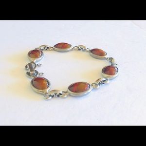 Vintage Sarah Coventry Brown Pink Glass Bracelet